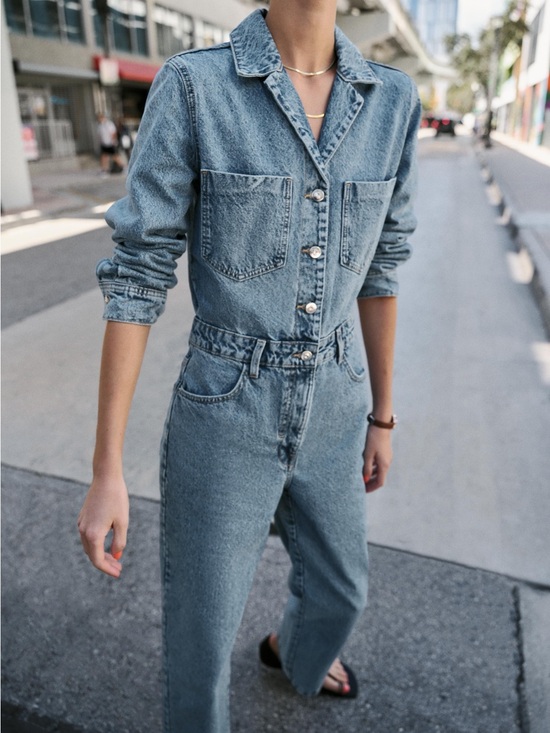 Zara Pants - Zara Women’s Blue Denim Jumpsuit Jeans - Classic Washed Blue